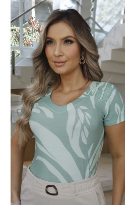 034393 - Blusa Ramany Estampada Folhagem